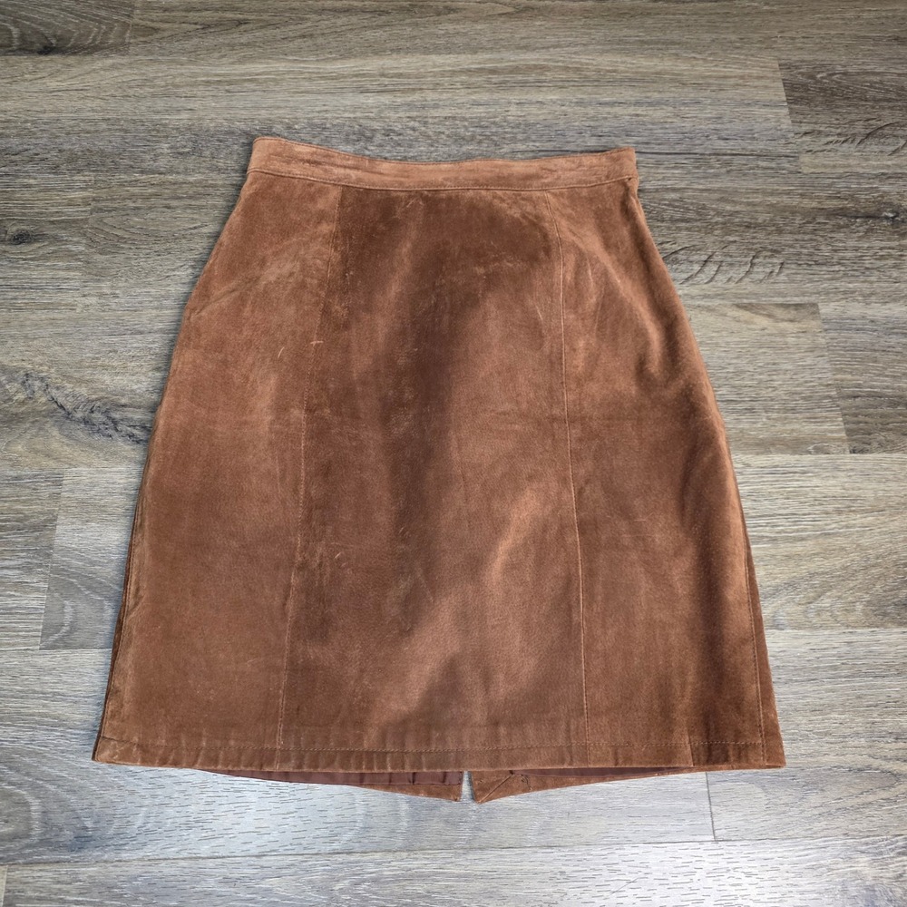 International Leather Collection Womens 11/12 Skirt Brown Suede Leather Vintage